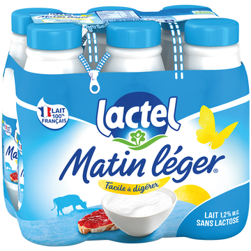Nestlé Lait Demi-écrémé Sans Lactose Matin Leger Lactel - 6x50cl