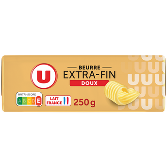 Image de U
Beurre doux extra fin 82%MG, plaquette de