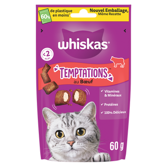 Image de Friandises Temptations au Boeuf pour chat adulte WHISKAS