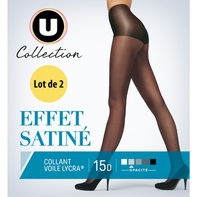 Mi-bas femme noir élastivoile satiné T35/41 WELL : les 2 paires à Prix