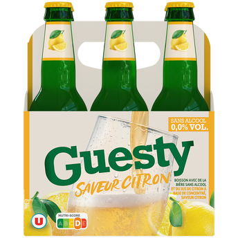 Image de U
Bière sans alcool Guesty aromatisée saveur citron  Pack