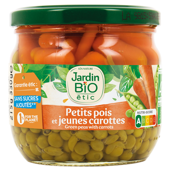Image de Petits pois très fins et carottes bio JARDIN BIO - Bocal