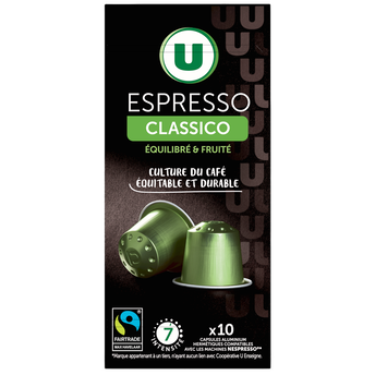 Image de U
Café capsules Bio ESPRESSO CLASSICO N°7 - compatible NESPRESSO