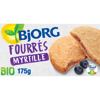 Image de Biscuits fourrés à la myrtilles bio BJORG, paquet de