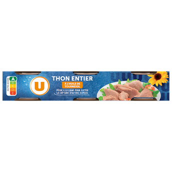 Image de U
Thon entier à l'huile de tournesol pêché canne  3 boîtes soit