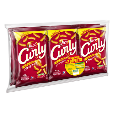Curly Cacahuète Curly, 4x100g + 2 Offerts