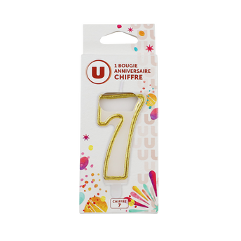 Image de U
Bougie anniversaire dorée chiffre
