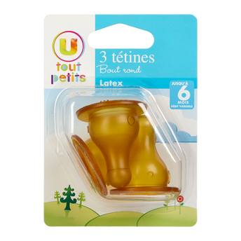 Image de U TOUT PETITS
Tetine x3 latex bout rond t1 debit