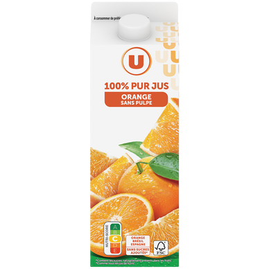 Pur jus d'orange U brique 1 litre - Super U, Hyper U, U Express - www