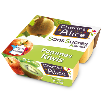 Image de Dessert fruitier Pomme Kiwi Sans Sucres Ajoutés CHARLES & ALICE - 4 pots de