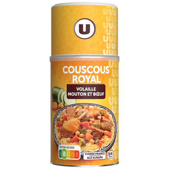 Image de U
Couscous royal 3 viandes(volaille/mouton/boeuf) Boîte 3/2 de