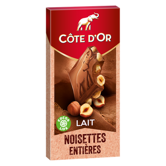 Image de Chocolat au lait aux noisettes entières COTE D'OR - Tablette de