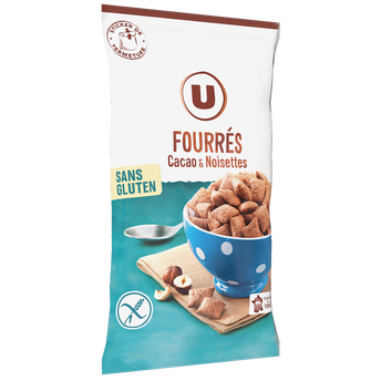 Image de U SANS GLUTEN
Céréales fourrées chocolat noisettes sans gluten  sachet de