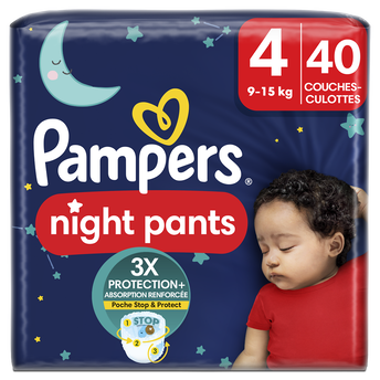 Image de Couches-Culottes Baby-Dry Night Pants pour la nuit Taille 4 PAMPERS