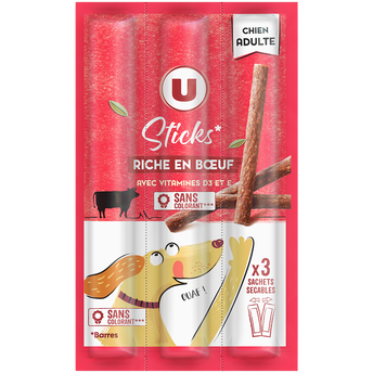 Image de U
Friandises Sticks pour chien riches en boeuf x3