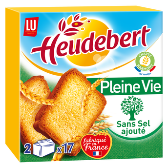 Image de Biscottes Pleine vie Sans sel ajouté HEUDEBERT - Paquet de 34 tranches