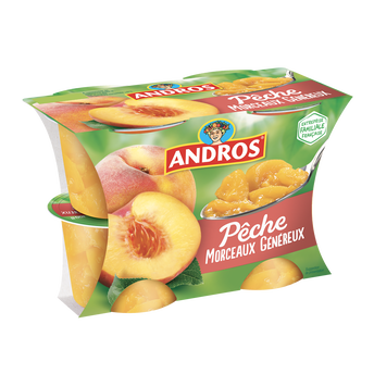Image de Dessert fruitier avec morceaux Pêche ANDROS  -  4 pots de