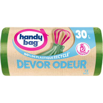 Image de Sacs poubelle poignées coulissantes devor odeur 80% plastique recycléHANDY BAG 30L