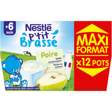 Nestlé P'tit Brassé Poire Nestle Dès 6 Mois, 12x100g