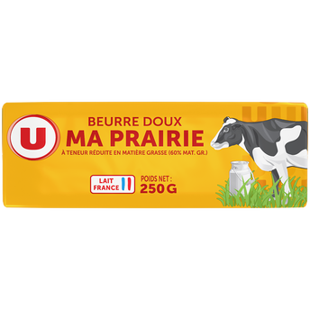 Image de U
Beurre doux à teneur réduite en matière grasse Ma Prairie 60%mg