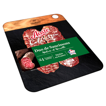 Image de Saucisson sec supérieur duo nature et noisette AOSTE x24