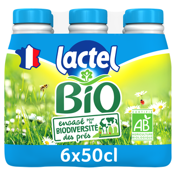 Image de Lait Bio demi écrémé UHT - LACTEL - Bouteille