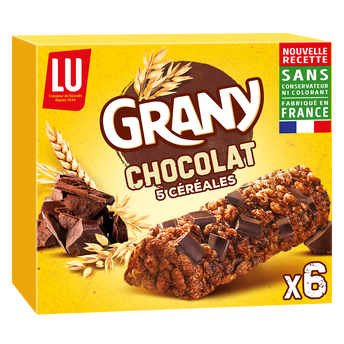 Image de Barres de céréales aux céréales et chocolat GRANY - Boite de 6