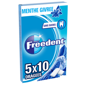 Image de Chewing gum sans sucre menthe givrée FREEDENT, 5x10 dragées