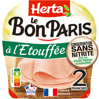 Image de Jambon à l'Etouffée Le Bon Paris Conservation Sans Nitrites HERTA 2 Tranches