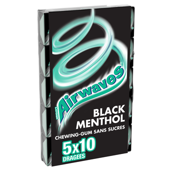Image de Chewing gum sans sucre black menthol AIRWAVES 5x10, dragées