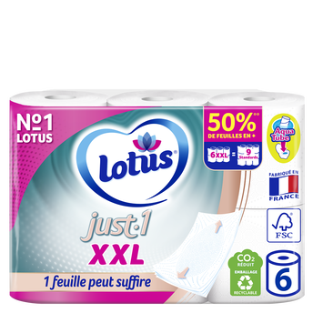 Image de Papier toilette just 1 xxl LOTUS 5P x6 rouleaux = 9