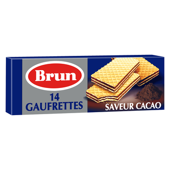Image de Biscuits gaufrettes fourrées saveur cacao BRUN, paquet de
