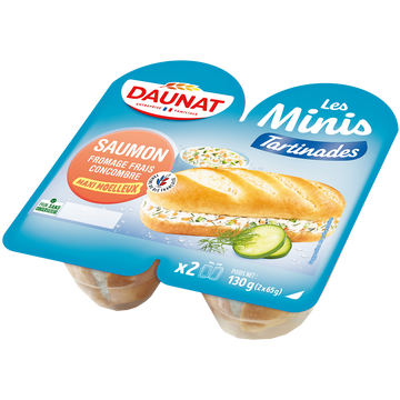 Daunat Mini Tartinade Au Saumon,fromage Frais,concombre Et Aneth Daunat 130g