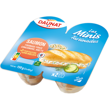 Daunat Mini Tartinade Au Saumon,fromage Frais,concombre Et Aneth Daunat 130g