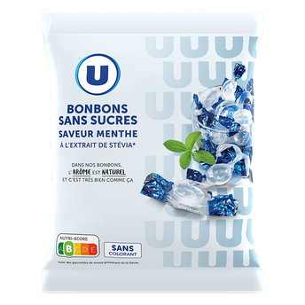 Image de U
Bonbons menthe sans sucres aux extraits de stévia