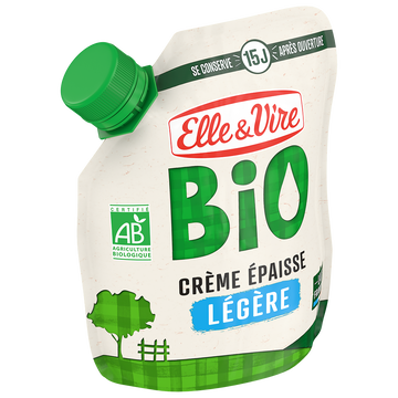Elle & Vire Elle&vire Crème Légère Épaisse Bio 12%mg - Poche 328g