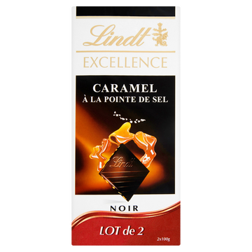 Lindt Chocolat Noir 70% Caramel À La Pointe De Sel Excellence Lindt, 2x100g