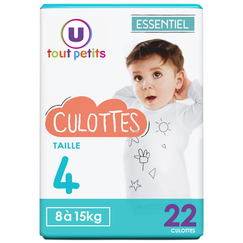 Image de U TOUT PETITS
Couches-Culottes essentiel Taille 4, 8 à 15kg - x