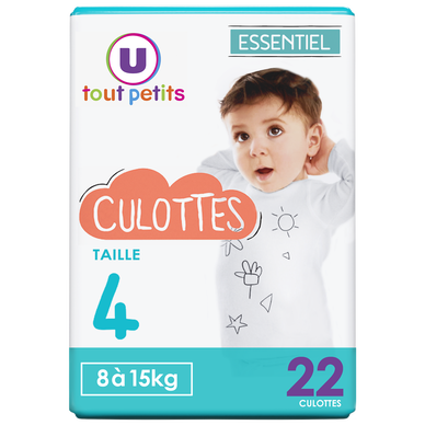 Couches-Culottes essentiel Taille 4, 8 à 15kg - x 22 - Super U, Hyper U, U  Express 