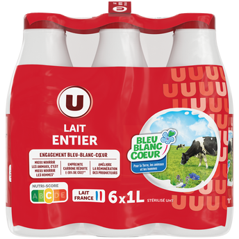 Image de U
Lait UHT entier Bleu Blanc Coeur - 6 bouteilles de