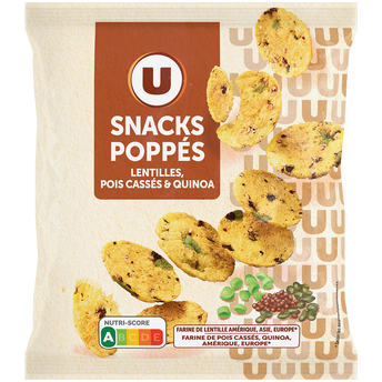 Image de U
Snacks poppés lentilles pois cassés et quinoa, sachet