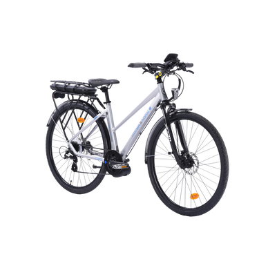 Velo electrique MAKADAM EMOVE YETTW7 VTC 28 cadre alu mixte fourchea suspension 7 vitesses manettes a gachettes moteur central a capteurforce 250 Wh 36V batterie 36V 13Ah Super U Hyper U U Express ww...