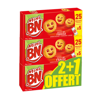 Image de Mini biscuits fourrés fraise BN