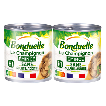 Image de Champignons émincés au naturel sans sulfite BONDUELLE - 2 boîtes de