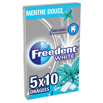 Image de Chewing gum sans sucre menthe douce FREEDENT White, 5x10 dragées