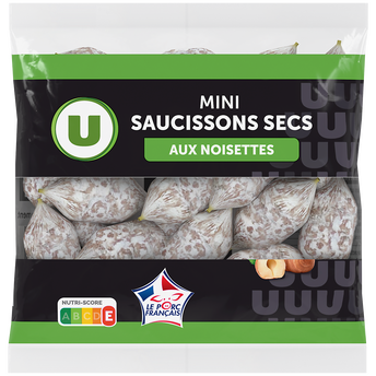 Image de U
Mini Saucissons secs aux noisettes Pur Porc