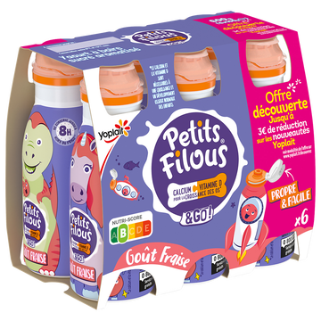Yoplait Yaourt À Boire Sucré Aromatisé Fraise Petits Filous Yoplait 6x100g