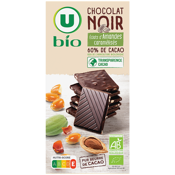 Image de U BIO
Tablette de chocolat noir aux amandes
