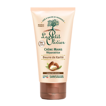 Image de Crème réparatrice pour les mains au beurre de karité pour les peauxtrès sèches LE PETIT OLIVIER, tube de