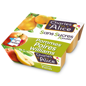 Image de Dessert fruitier Poire Sans Sucres Ajoutés CHARLES & ALICE - 4 pots